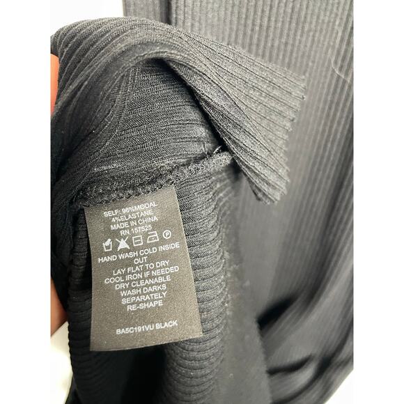 WSLY Black Ribbed Midi Dress Sleeveless Size Small - Picture 7 of 9